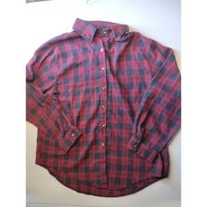 Red and Black Plaid Flannel‎ Button Down Shirt Long Sleeve Women's Medium
